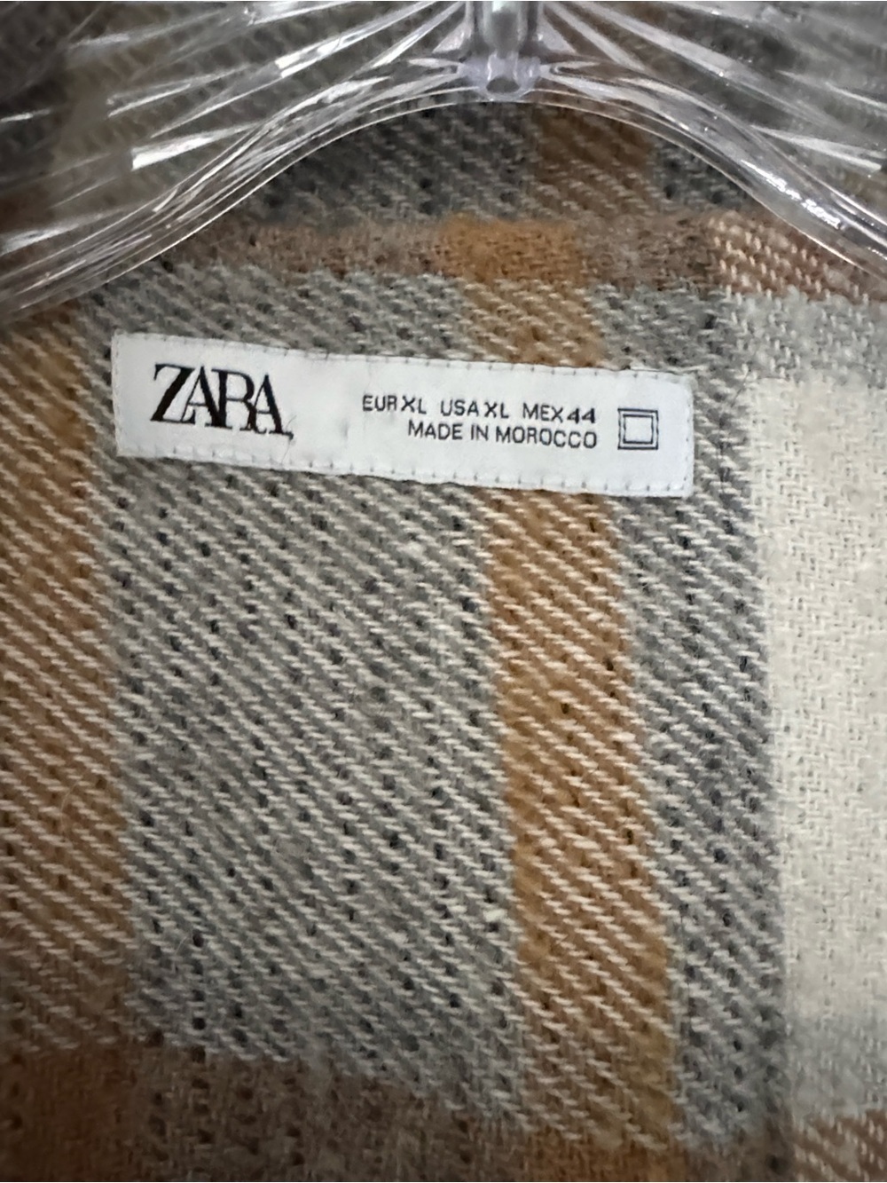 Zara Striped Plaid Knit Sweater in Beige, Gray and Tan